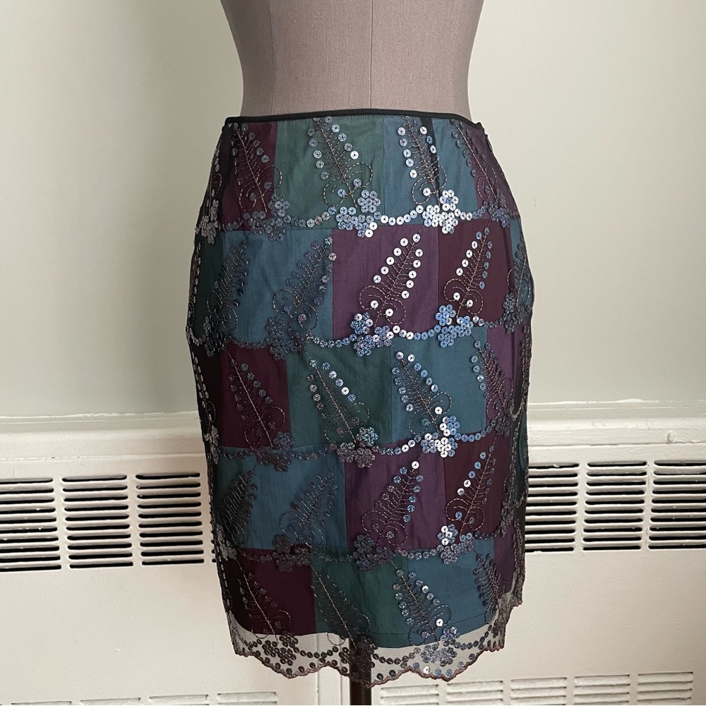 Due Per Due patchwork skirt with sequin lace overlay
